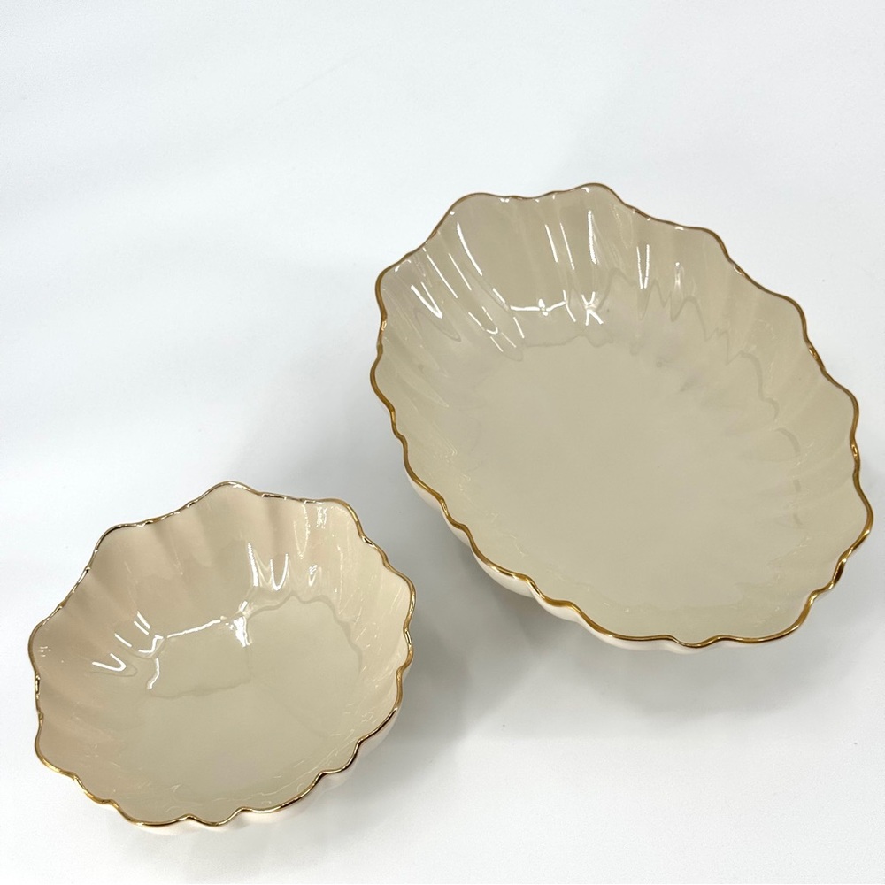 VTG LENOX 2 Symphony Sculptured 24k Gold Detailed Pedestal Bowls - Picture 4 of 11
